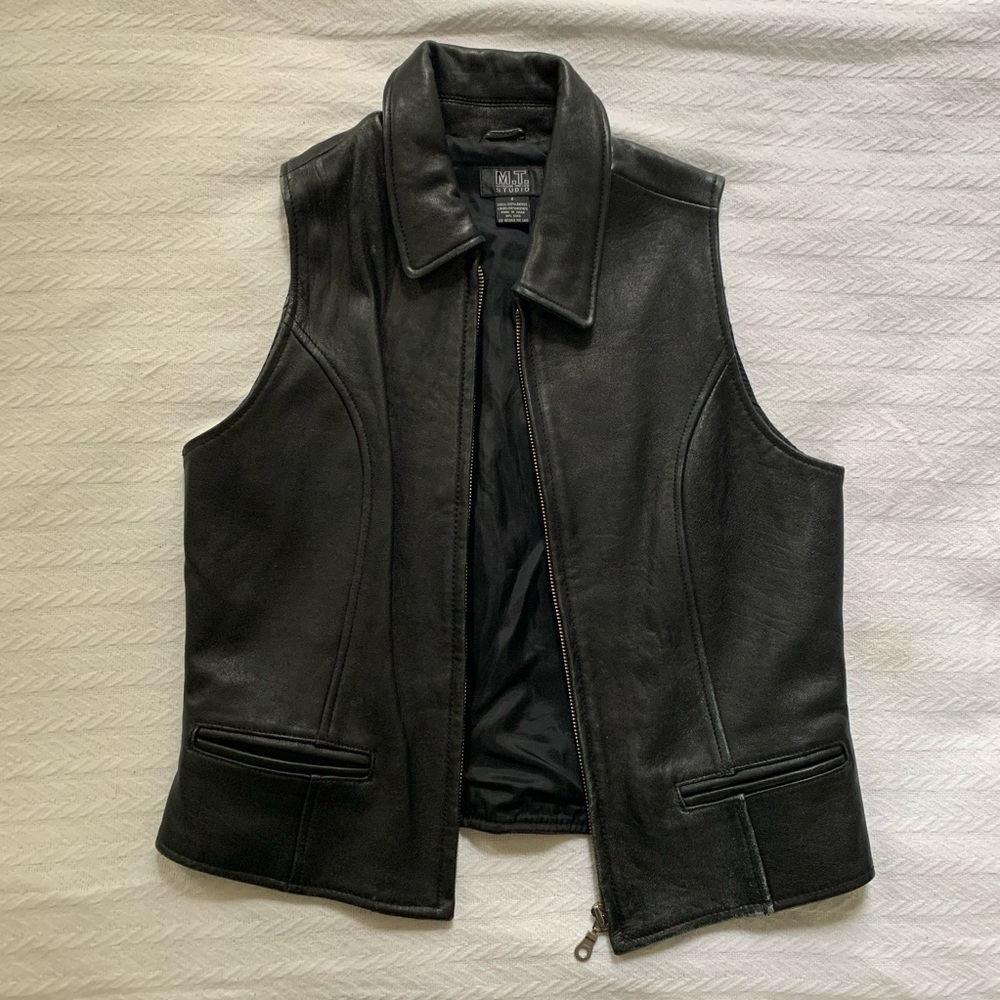 MORGAN TAYLOR STUDIO Vintage Black Leather Vest